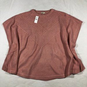 NEW LOFT Women M/L Pink Knit Pullover Sweater Poncho Short Sleeve Wool Blend NWT